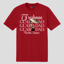 Load image into Gallery viewer, Marching band shirt mockup - Guard Dad white text
