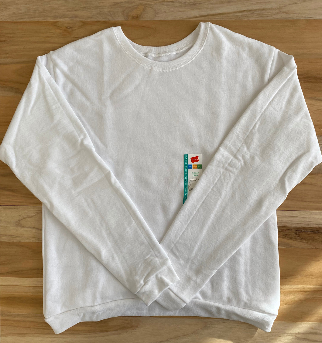 Hanes White Crew Sweatshirt