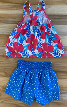 Load image into Gallery viewer, Red and Blue Flower Shirt &amp; Short Set
